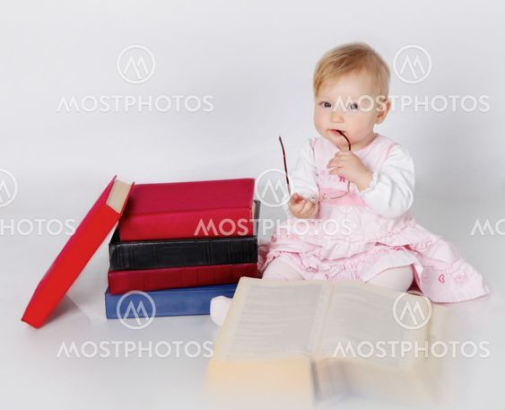 Baby reading book
