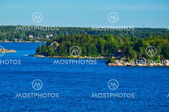 Swedish settlements on islets of Stockholm Archipelago in Baltic Sea, Sweden