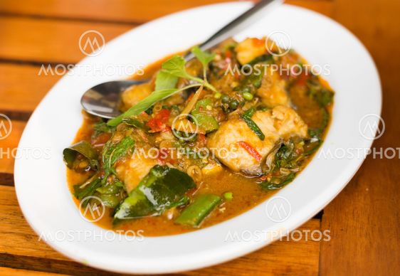 Fried chilli paste sauce with fish thai food