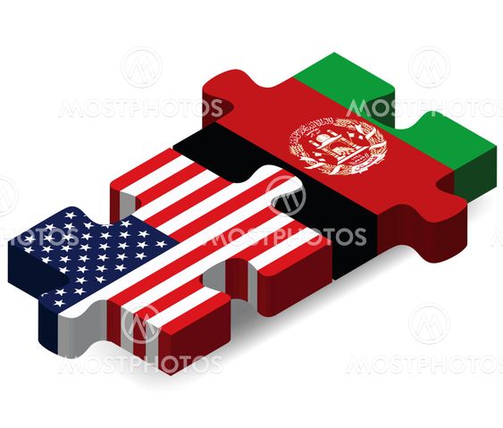 USA and Afghanistan Flags in puzzle