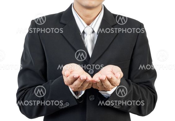 business man and hands holding
