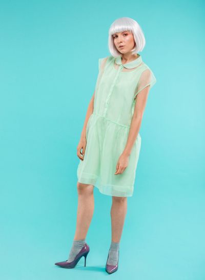 Full length of beautiful stylish woman with blonde hair...