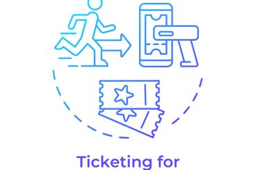 Event venues ticketing blue gradient concept icon