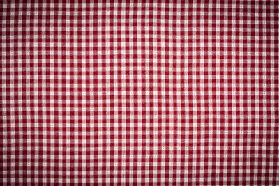 Red and White Gingham Checkered Tablecloth Background...