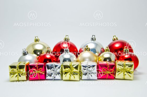 balls and gift boxes