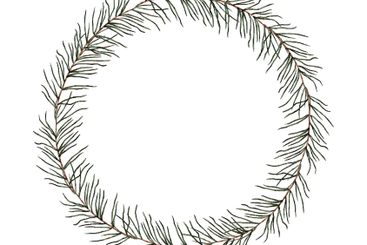 Simple wreath made of pine tree twigs perfect for winter...