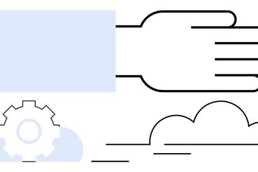 Open hand near cloud and gear symbolizing technology,...