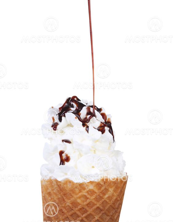 Soft serve ice cream. Topping chocolate.