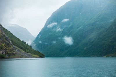 Mountains and fjord Sognefjord in Norway, Scandinavia.