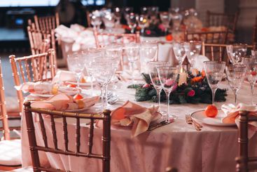 Beautiful table decoration for luxury  event in pink and...