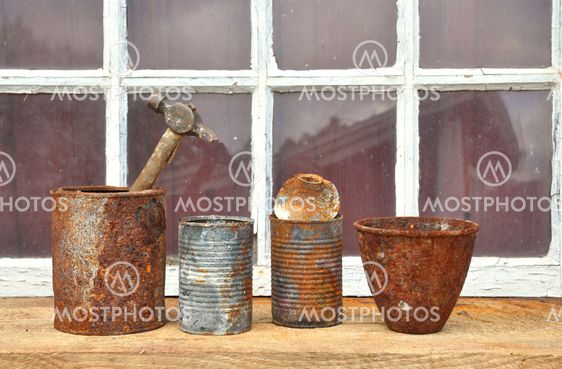 Rusty tin cans