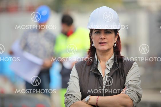 Woman on a construction site