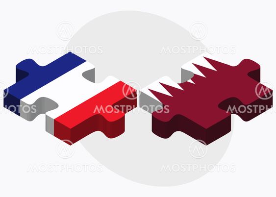 France and Qatar Flags