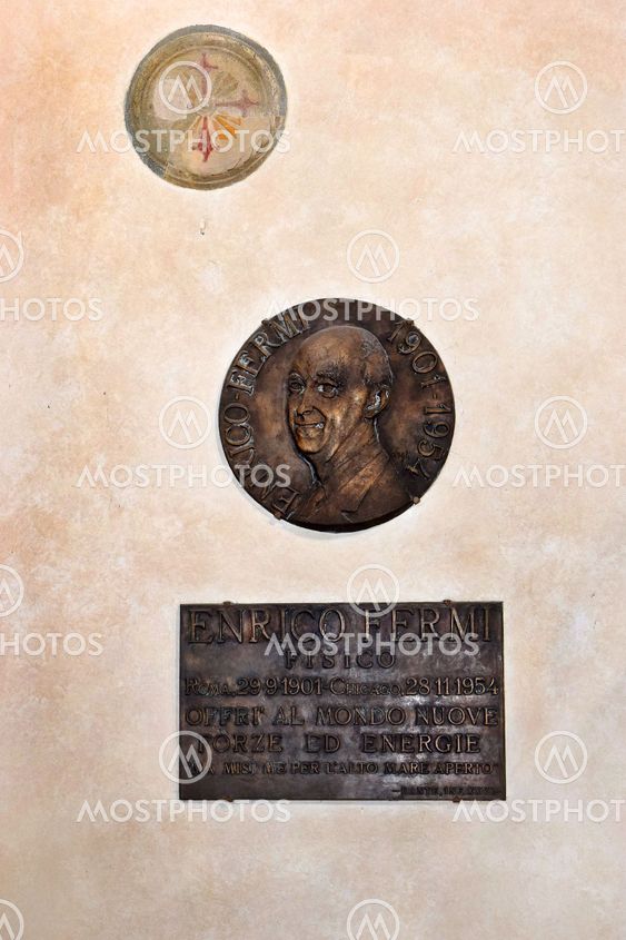 memorial plaque of Enrico Fermi in Santa Croce basilica, Florence