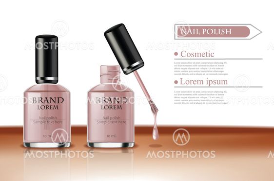 Nail polish Vector realistic packaging. label
