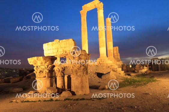 Temple of Hercules in Amman Citade at Nightl, Al-Qasr site, Jordan