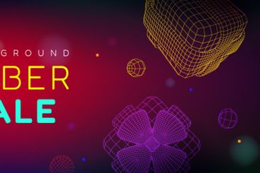 Cyber monday sale banner with wireframe gift boxes