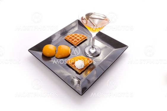 Peach Tart Slices with Drink
