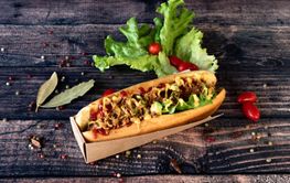 Hot dog food with tasty sauce