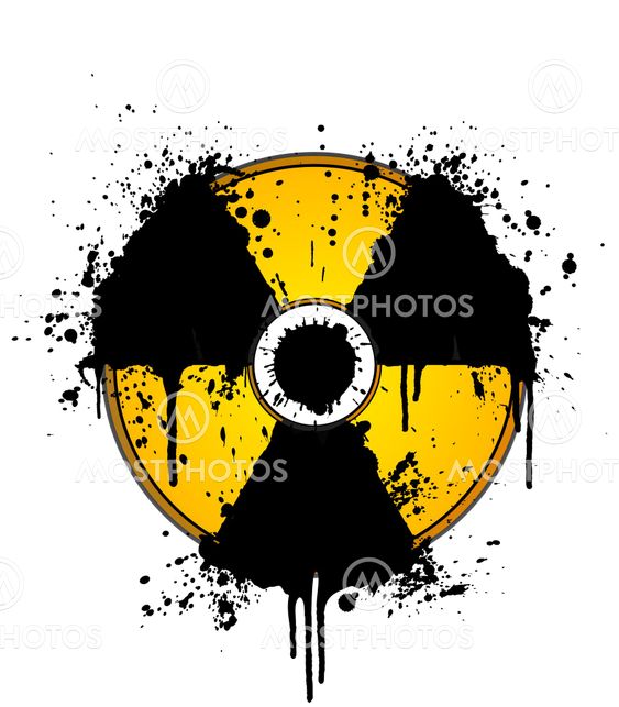 Nuclear symbol ink splatter yellow and black