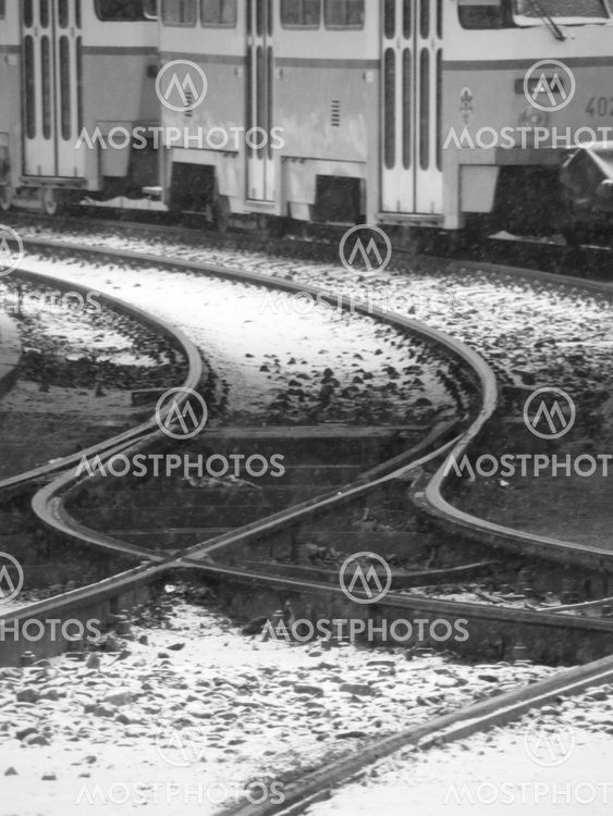 Tram tracks in the Snow