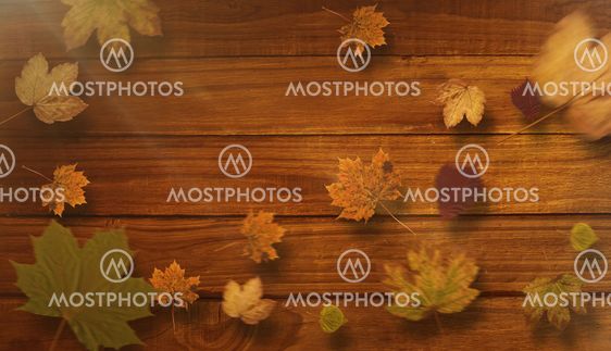 Composite image of autumn leaves pattern