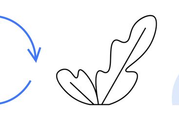 Abstract Design with Circular Arrow, Feather, and Cloud...