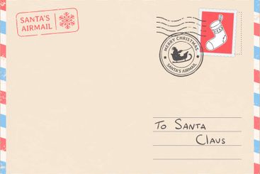 Vintage christmas airmail envelope addressed to Santa...
