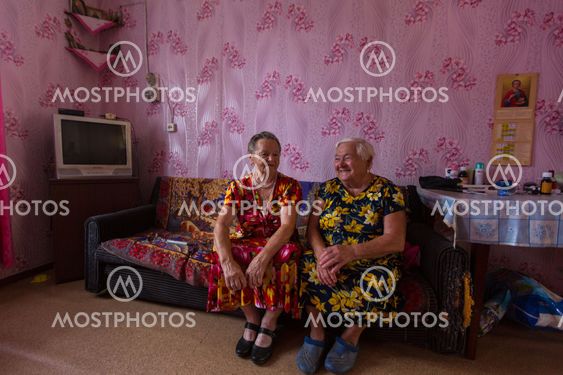 Vepsian locals women in the rural social club.