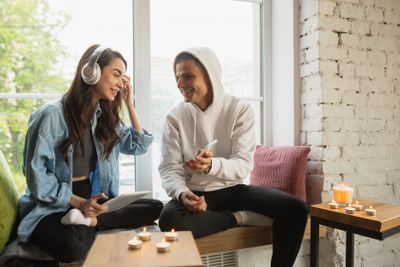 Quarantine lockdown, stay home concept - young beautiful...