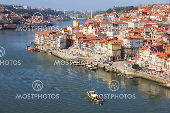 Portugal. Porto city. View of Douro river embankment