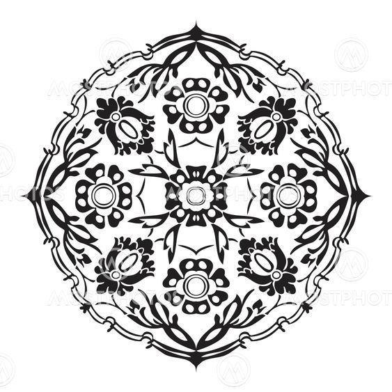 Black and white round flower abstract isolated on white background vector
