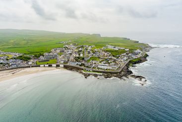 Aerial view of Kilkee, coastal town, popular as a...