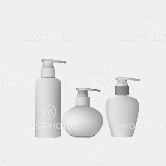 Cosmetic bottle realistic vector template cream clear...