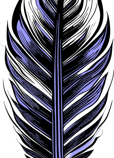 simple graphic drawing black and blue bird feather,...