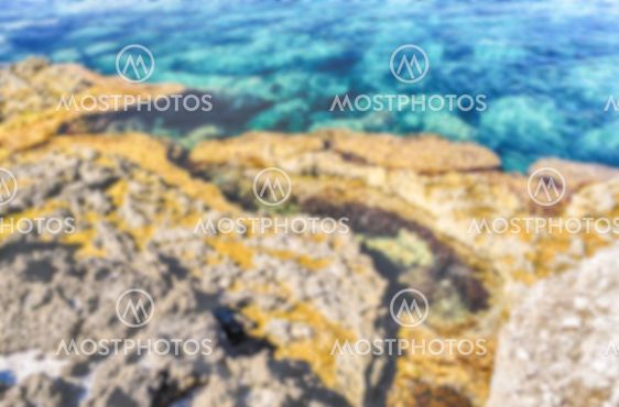 Defocused background with mediterranean beach in Milazzo,...
