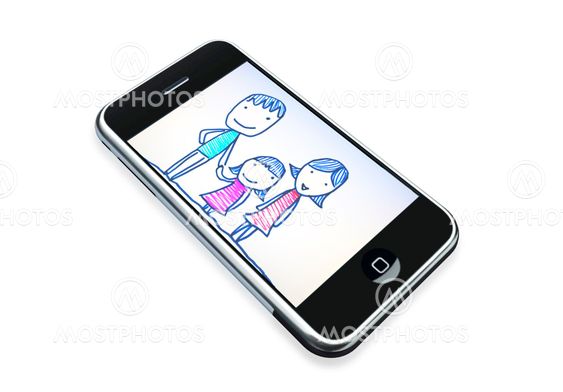 Family in mobile phone