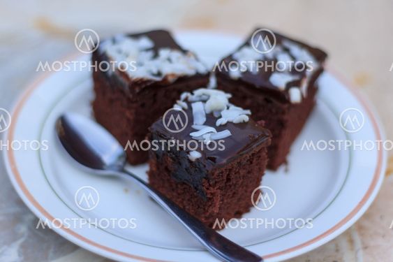 three chocolate muffin cake