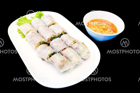 Vietnam steamed spring roll and dipping sauce