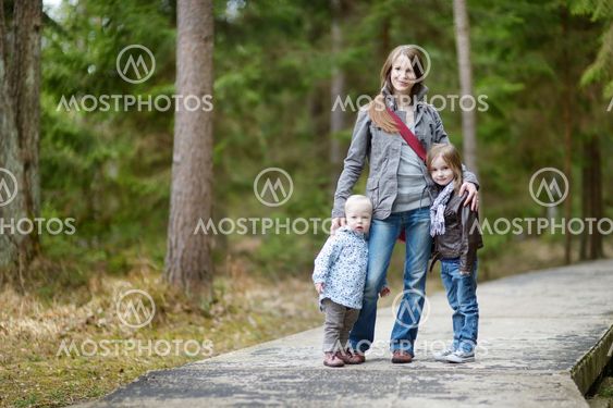 Young mother and her two daughters