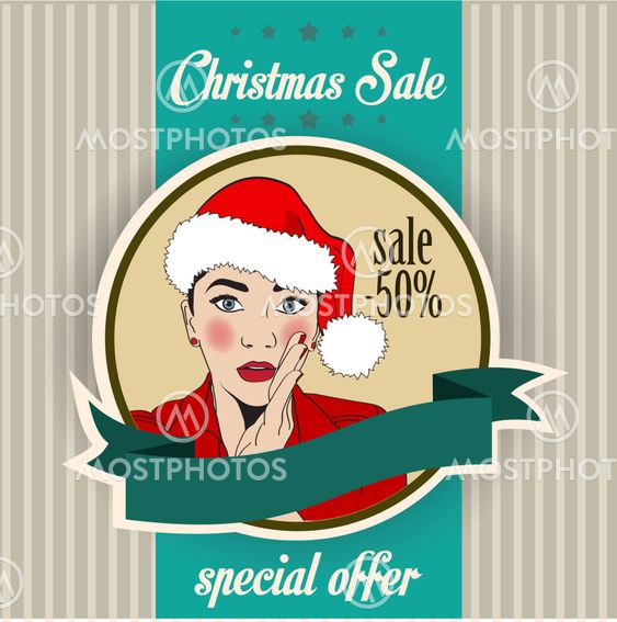 Christmas sale design with sexy Santa girl