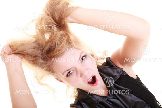 Cute screaming blonde messy