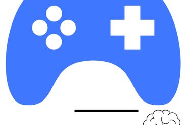 Blue Game Controller with Brain Symbolizing Cognitive...