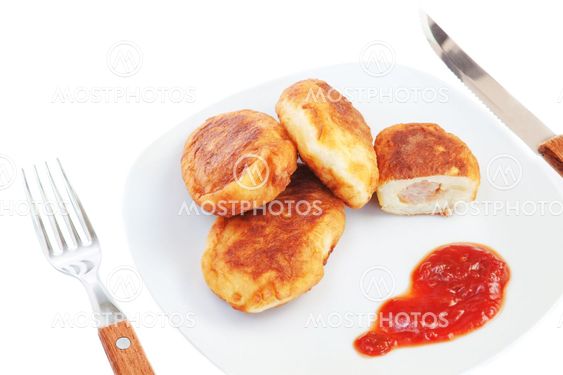 Meat patties on a plate for lunch. Close-up.