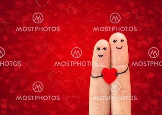 Happy couple in love with painted smiley
