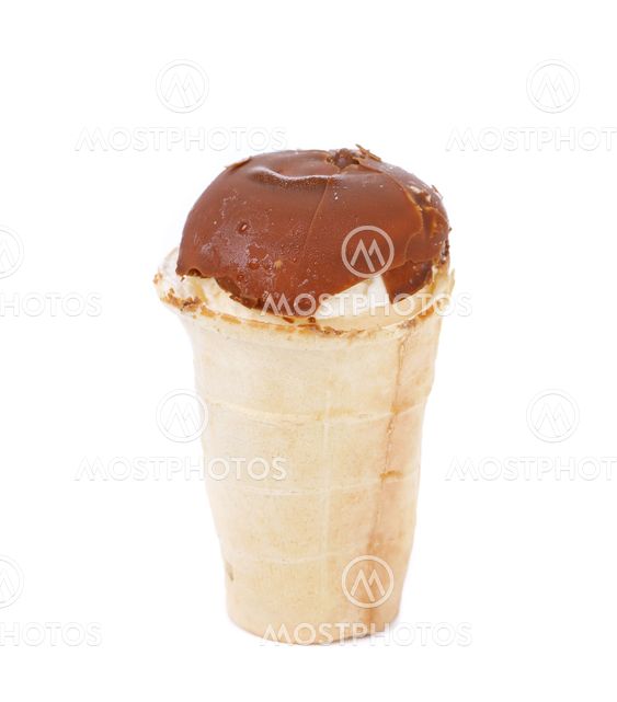 Waffle cup of chocolate ice cream